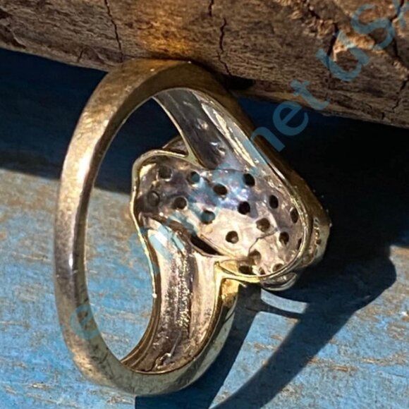 Pre-owned Gold Vermeil over Sterling Silver Diamond Ring 7 - Picture 2 of 4